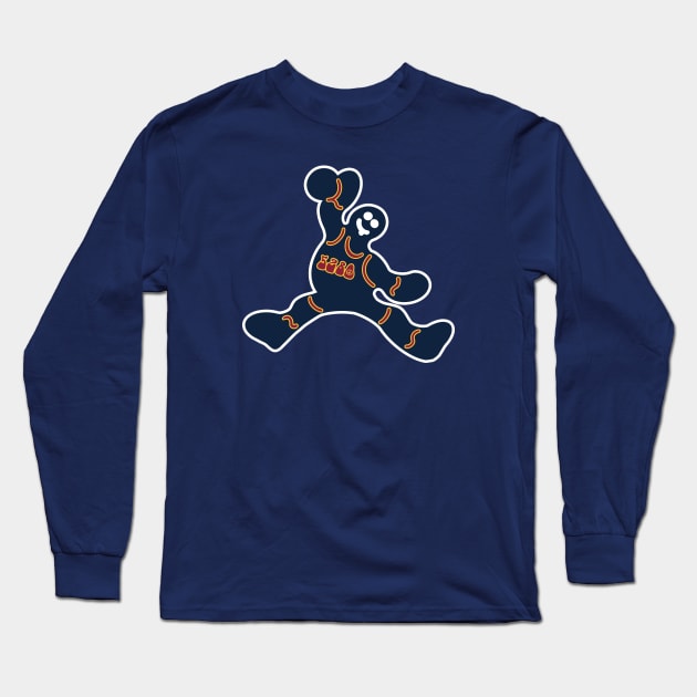 Jumping Denver Nuggets Gingerbread Man Long Sleeve T-Shirt by Rad Love